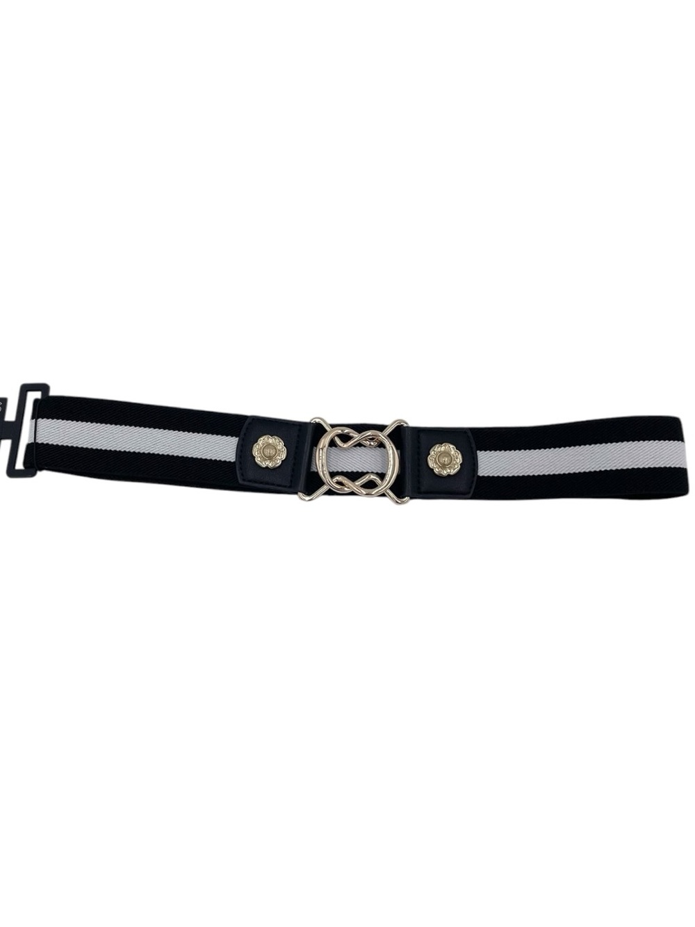 NEW Express Elastic Waist Clasp Belt Size S/M Black White Preppy Equestrian Y2K